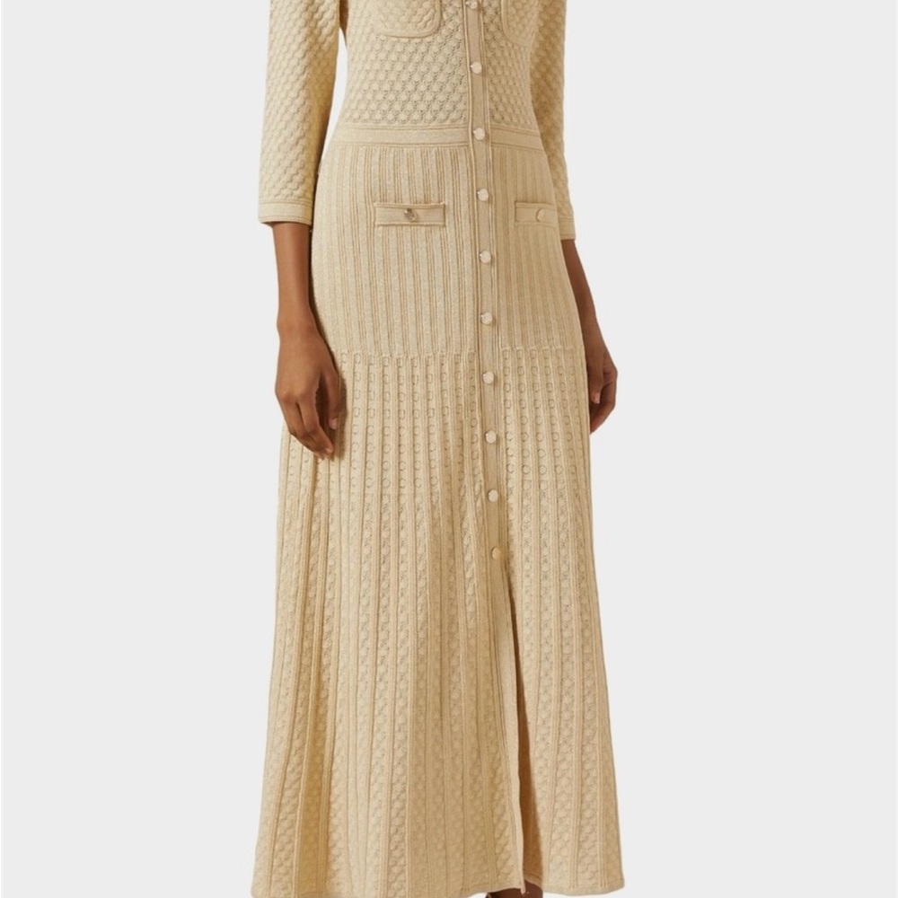 Sandro Beige Button-Down knit dress